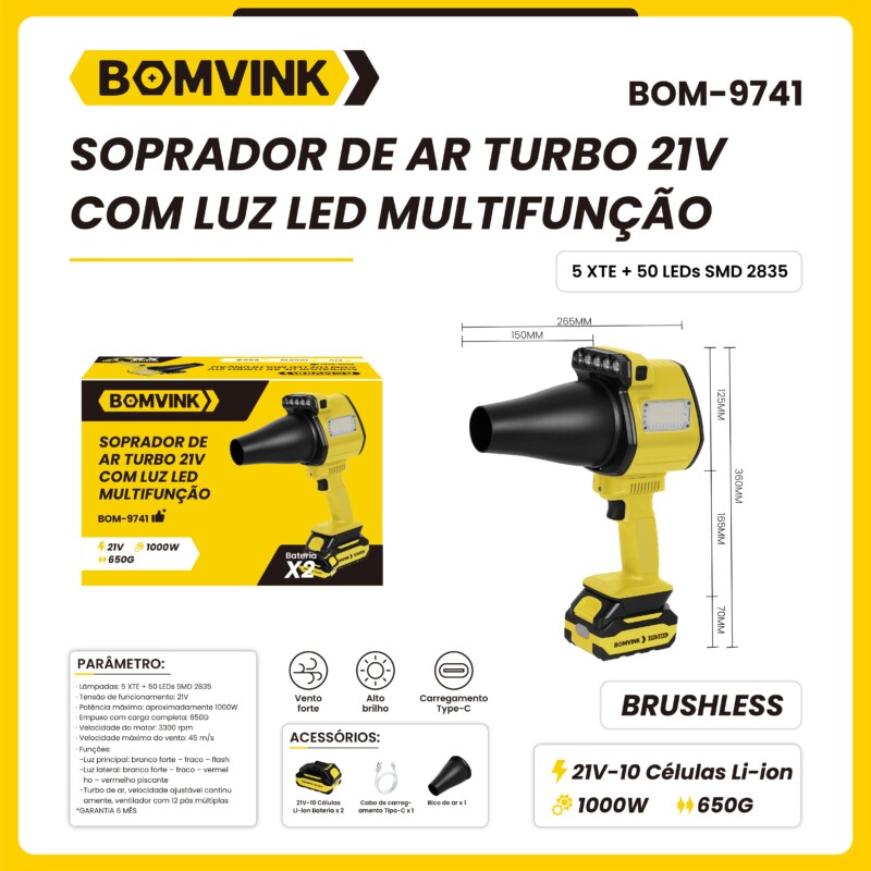 SOPRADOR TURBO C/ LED BOM-9741 – LOOKPOWER